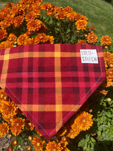 Load image into Gallery viewer, Red and Orange Fall Plaid Bandana